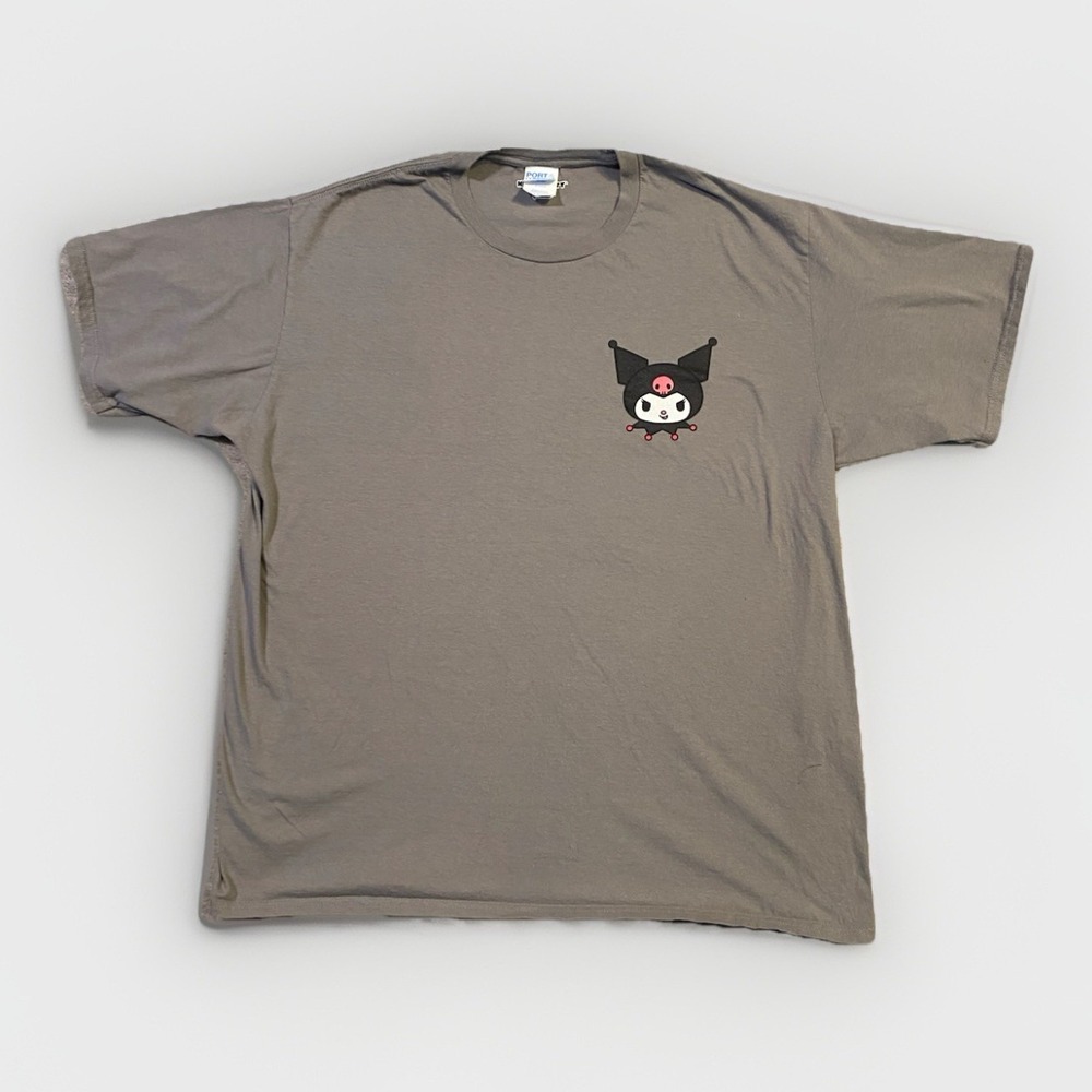 Sanrio Hello Kitty Kuromi t  Shirt Gray Graphic Cat Print Size XL Grunge